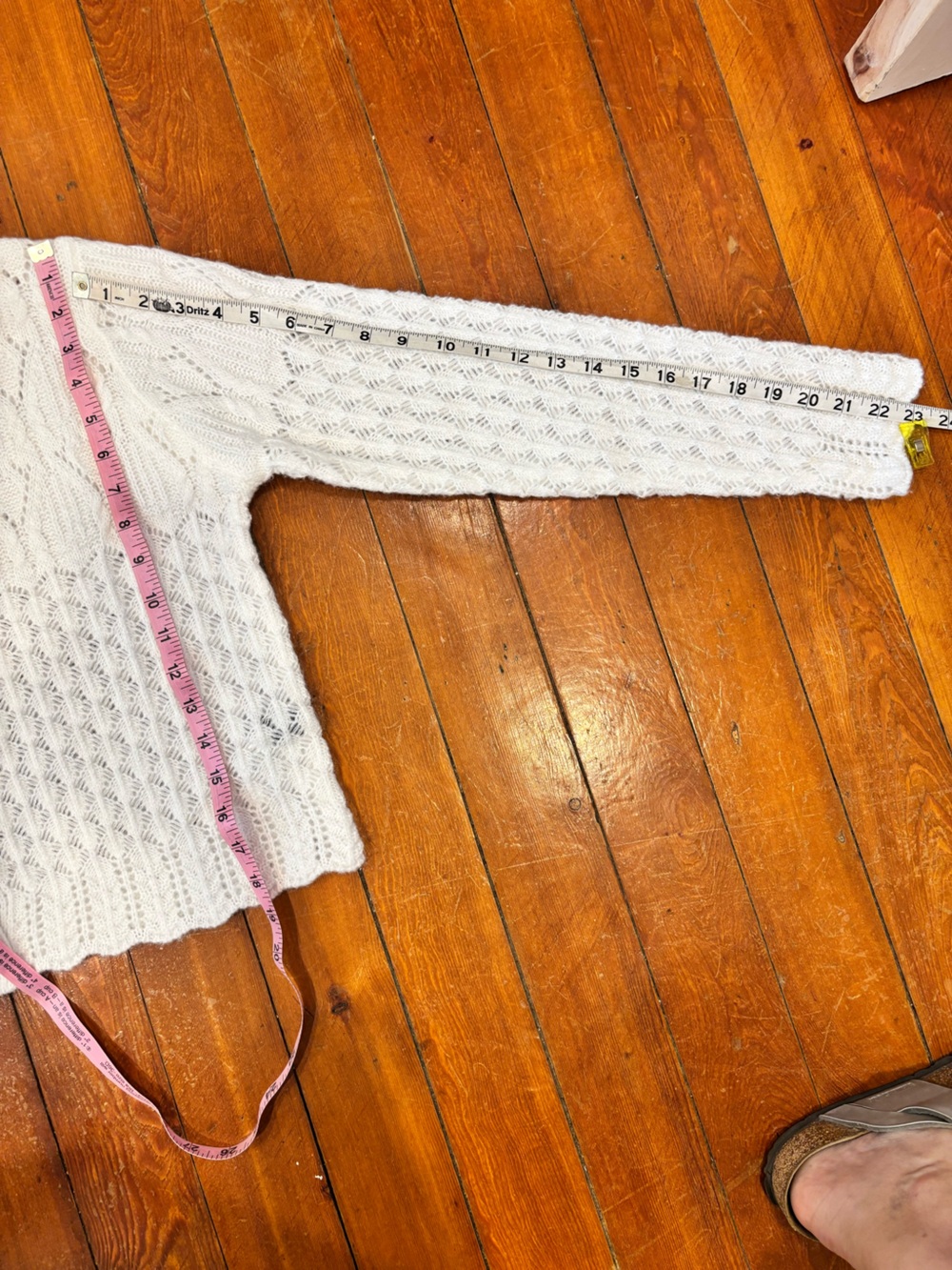 White Lace Knit Cardigan Cropped Button Front Romantic Cottagecore Coquette L - Picture 6 of 9